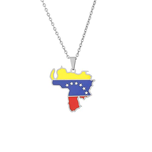 GONMFKM Mode Venezuela Karte Anhänger Halsketten Charme Tropfendes Öl Karten Pullover Kette Halsketten, Patriotische Karte Hip Hop Schmuck Für Frauen Männer Party Gesch von GONMFKM