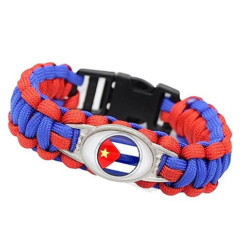 GONMFKM Modische Bunte Geflochtene Armbänder, Kuba Flaggen Charm Paracord Armband Für Männer Und Frauen, Handgefertigtes Mehrschichtiges Geflochtenes Lederarmband Für Paare, Schmuckgeschenk, Wie Abg von GONMFKM