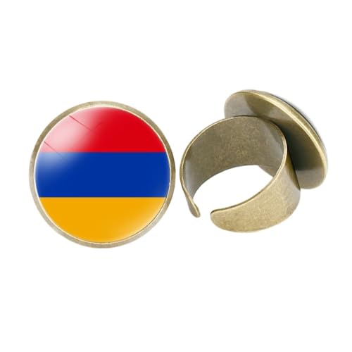 GONMFKM Modische Ringe Mit Armenischer Flagge Für Damen, Herren, Mädchen, Jungen – Verstellbare Öffnung, Klobiger Finger, Stapelbar, Modischer Fingerring, Accessoires, Vintage-Schmuck, Knöchelringe, von GONMFKM