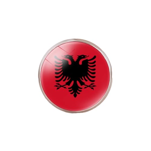 GONMFKM Modische Ringe Mit Nationalflagge Albaniens – Runder Glas-Cabochon-Fingerring, Personalisierte Verstellbare Bandringe, Schmuck, Geschenke, Accessoires Für Männer Und Frauen, Weiß, Verstellba von GONMFKM