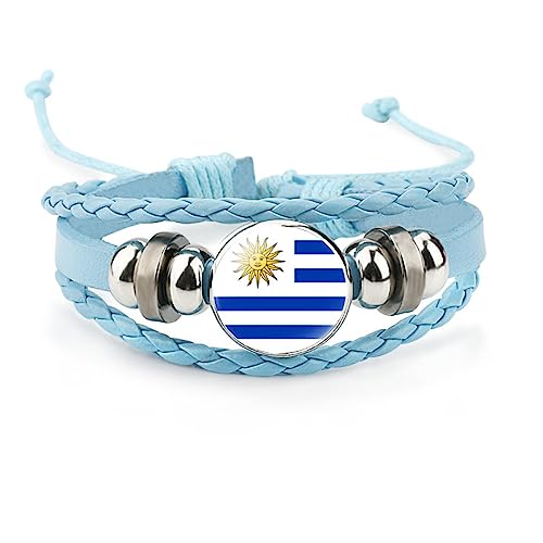 GONMFKM Modische Uruguay Flagge, Gewebte Armbänder Modisches Uruguay Flaggen Zeitstein Armband, Handgefertigtes Geflochtenes Armband, Mehrschichtiger Geflochtener Neuheitsschmuck Für Männer Und Frau von GONMFKM