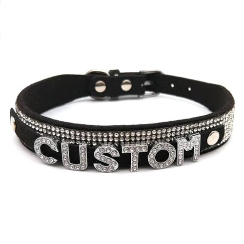 GONMFKM Modischer Charm-Halsband Für Männer Und Frauen, Vintage-Gothic-Leder-Halsband Mit Individuellem Namen, Luxuriöse Strass-Buchstaben-Halskette, Verstellbare Länge, Cosplay-Punk-Kragen-Halsband von GONMFKM