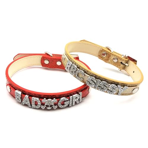 GONMFKM Modischer Charme, Personalisierte Halskette, Leder-Halsband, Individueller Namenswort, Cosplay-Halsband, Schmuck Für Frauen, Verstellbares Halsband, Gothic-Halsband, Kreative Geschenke, Rot, von GONMFKM