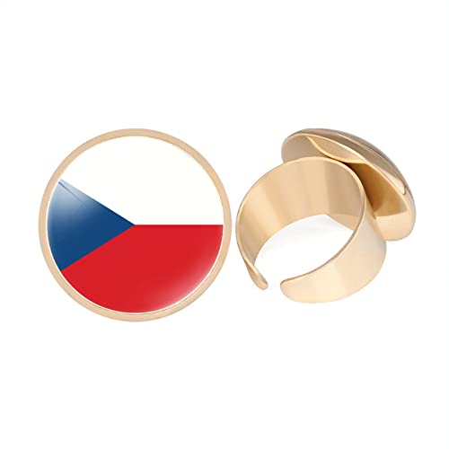 GONMFKM Modischer Fingerring Mit Tschechischer Nationalflagge – Modische, Coole Öffnung, Verstellbare Knöchelringe, Accessoires, Schmuck, Geschenk Für Männer, Frauen, Liebhaber, Jungen, Straße, Gelb von GONMFKM