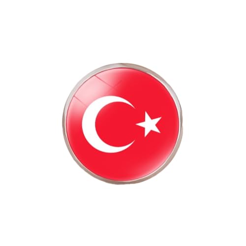 GONMFKM Modischer Fingerring Mit Türkischer Flagge – Modischer, Cooler Glas-Cabochon-Anhänger, Bandringe, Patriotisches Zubehör, Schmuck, Geschenk Für Männer, Frauen, Liebhaber, Jungen, Straße, Weiß von GONMFKM