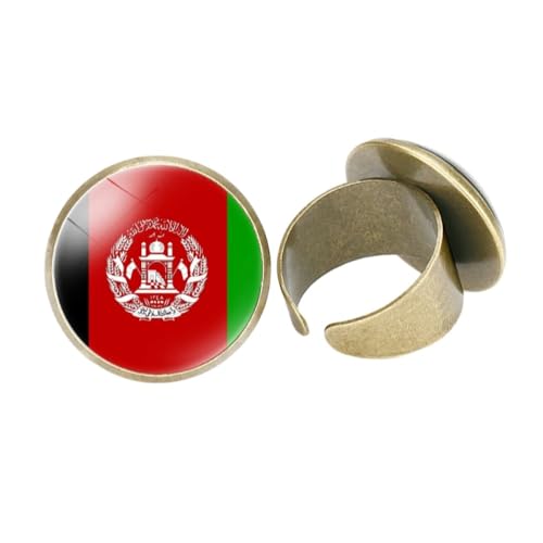 GONMFKM Modischer Ring Mit Afghanistan-Flagge Für Damen, Herren, Mädchen, Jungen – Verstellbare Öffnung, Klobiger Finger, Stapelbar, Modischer Fingerring, Accessoires, Vintage-Schmuck, Knöchelringe, von GONMFKM