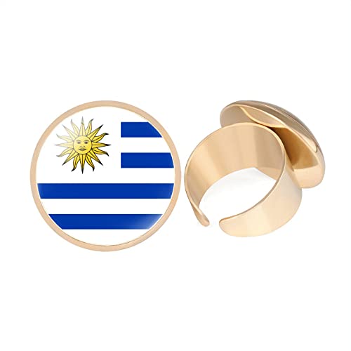 GONMFKM Modischer Ring Mit Uruguay-Nationalflagge – Verstellbare Offene Ringe Im Vintage-Stil, Südamerika, Zierlicher Fingerring Mit Glas, Personalisierter Schmuck, Geschenk Für Damen, Mädchen, Herr von GONMFKM