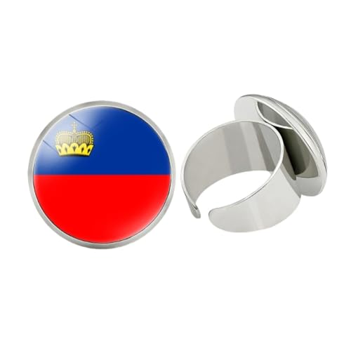 GONMFKM Modischer Verstellbarer Ring Mit Ecuador-Flagge – Geometrischer Runder Glas-Flaggen-Kunst-Fingerring Zum Öffnen, Für Frauen, Teenager, Mädchen, Unisex, Persönlichkeit, Schmuck, Accessoires, von GONMFKM