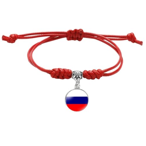 GONMFKM Modisches, Verstellbares, Gewebtes Flaggen Armband Trendiges Russland Flaggen Anhänger Armband, Charm Zeit Edelstein Schmuck, Rote Seil Armreifen, Damen Und Herren, Lässiges Punk Patriotisch von GONMFKM