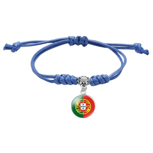 GONMFKM Modisches, Verstellbares Geflochtenes Flaggen Armband Trend Armband Mit Portugal Flaggen Anhänger, Charm Zeit Edelstein Schmuck, Marineblaue Gewebte Armreifen, Damen Und Herren, Lässiges Pat von GONMFKM