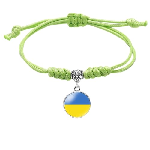 GONMFKM Modisches, Verstellbares Geflochtenes Flaggen Armband Trend Armband Mit Ukraine Flagge Anhänger, Charm Zeit Edelstein Schmuck, Grüne Gewebte Armreifen, Damen Und Herren, Lässiges Punk Patrio von GONMFKM