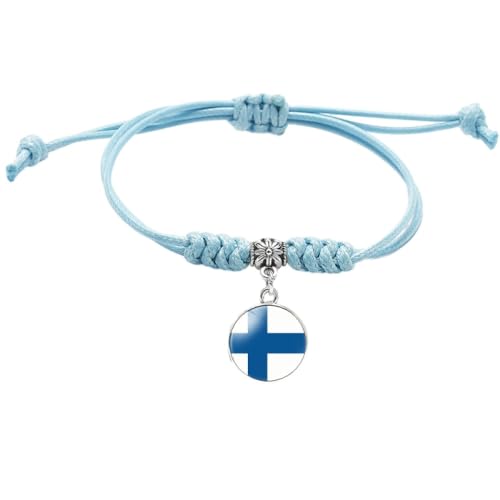 GONMFKM Modisches, Verstellbares Geflochtenes Flaggen Armband Trend Finnland Flagge Anhänger Armband, Charm Zeit Edelstein Schmuck, Blaue Gewebte Armreifen, Damen Und Herren, Lässiges Punk Patriotis von GONMFKM