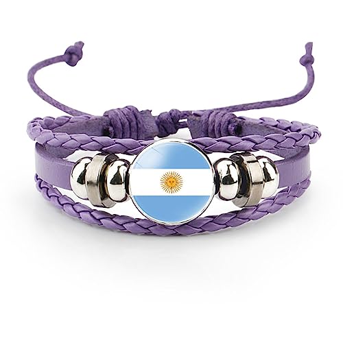 GONMFKM Modisches Argentinien Flaggen Armband Handgefertigtes, Geflochtenes, Gewebtes, Verstellbares Argentinien Patriot Lederarmband, Modisches, Farbenfrohes Nationalflaggen Armband Für Frauen, Män von GONMFKM