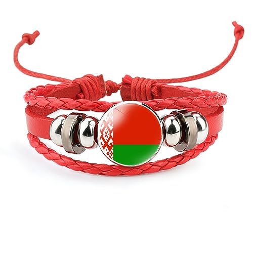 GONMFKM Modisches Armband Mit Belarus-Flagge – Handgefertigter Vintage-Charm Aus Mehrschichtigem Geflochtenem Leder Mit Surf-Manschette, Für Herren Und Damen, Armband, Schmuck, Accessoires, Geschenk von GONMFKM