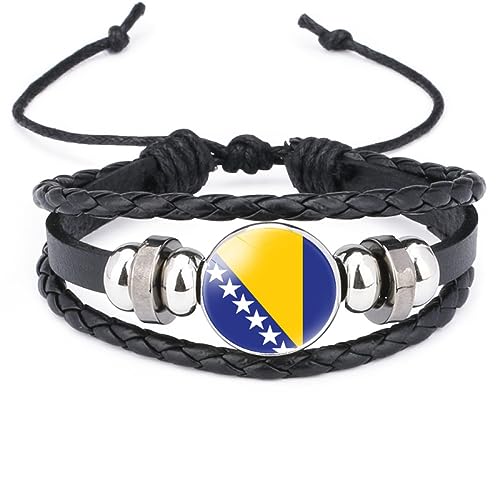 GONMFKM Modisches Armband Mit Bolivien-Flagge – Europäischer Nationalglas-Charm, Handgefertigt, Mehrschichtig, Gewebt, Verstellbare Armreifen, Armband, Schmuck, Geschenk-Accessoires Für Männer Und F von GONMFKM