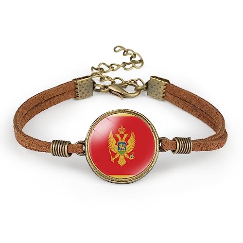 GONMFKM Modisches Armband Mit Flagge Der Republik Montenegro Vintage Zeit Edelstein, Zweilagiges Flanell Seil Armband Für Damen, Kreativer, Verstellbarer Schwanzkette, Paracord Schmuck Für Männer, F von GONMFKM