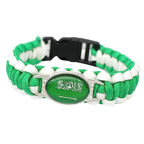 GONMFKM Modisches Armband Mit Saudi Arabien Flagge Modisches Nationalflaggen Armband, Turmmund Design Für Damen Und Herren, Buntes Handgefertigtes Geflecht, Gewebtes Saudi Arabien Flaggen Armband, S von GONMFKM
