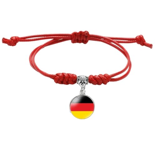 GONMFKM Modisches Geflochtenes Armband Mit Deutschland Flagge Neuheit, Verstellbarer Punk Anhänger, Armband, Rotes Seil, Gewebter Armreif, Charme Für Männer Und Frauen, Patriotischer Schmuck, Klassi von GONMFKM