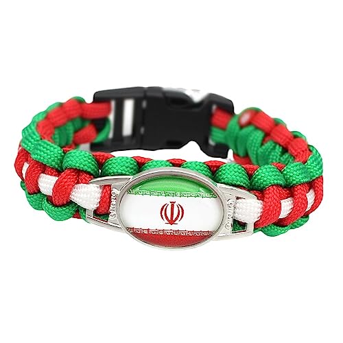 GONMFKM Modisches Geflochtenes Armband Mit Iran Flagge Buntes Handgefertigtes Geflochtenes Nationalflaggen Armband, Souvenir Neuheit, Multinationaler Handgefertigter Geflochtener Schmuck Für Männer von GONMFKM