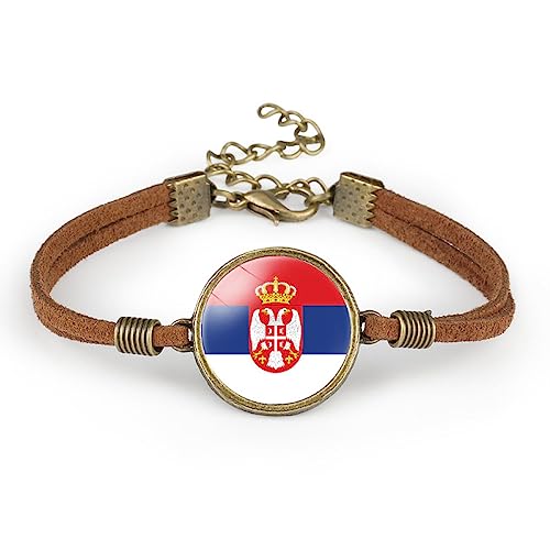 GONMFKM Modisches Samtseil Armband Mit Serbien Flagge Vintage Serbien Flagge, Verstellbares Schwanzketten Armband, Damen Und Herren Flagge, Handgefertigtes Paracord Armband, Paar Flaggen Geschenke, von GONMFKM