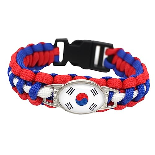 GONMFKM Modisches Südkorea Flaggen Armband Bunt Gewebte Flaggenfarben, Turmmund Design Armband, Damen Und Herren Flaggen Paracord Handgefertigtes Geflochtenes Armband, Paar Flaggen Geschenke, Wie Ab von GONMFKM