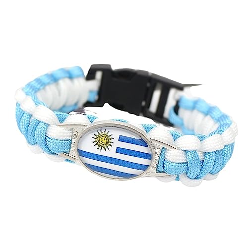 GONMFKM Modisches Uruguay Flaggen Armband Vintage, Bunt, Gewebte Flaggenfarben, Turm Mund Design Armband, Damen Und Herren Flaggen Paracord Handgefertigtes Geflochtenes Armband, Paar Flaggen Geschen von GONMFKM