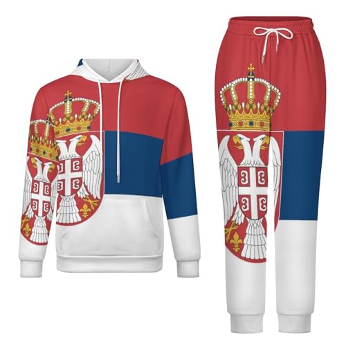 GONMFKM Trainingsanzug Damen Komplettset Loungewear-Sets 2-Teilig Herren Trainingsanzüge Republik Serbien Flagge Langarm Activewear Unisex Mode Lässiger Trainingsanzug Herbst Winter Flagge 2 Xl von GONMFKM