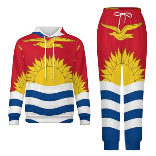 GONMFKM Trainingsanzug-Set Mit Flaggenaufdruck Der Republik Kiribati Für Damen Und Herren Komplettes Set 2-Teilig Langärmelig Übergröße Kapuzenpullover Und Baggy-Jogginghose Mit Kordelzug 3Xl von GONMFKM