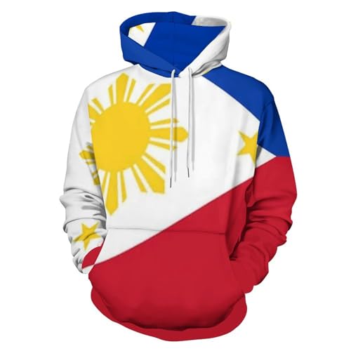 GONMFKM Unisex 3D Druck The Philippines-Flag Hoodie Kapuzenpullover Langarm Pullover Sweatshirt Mit Taschen Herren Damen Herbst Langarm Kordelzug Hoody Sport Mit Kapuze Kleidung S-XXL von GONMFKM