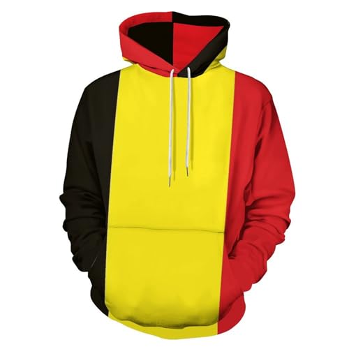 GONMFKM Unisex 3D-Hoodies Für Männer Und Frauen, Coole Grafik-Pullover Sweatshirts Mit Taschen, Belgium-Flag Sweatshirt Mit Kapuzen Herren Damen Pullover Kapuzenpullover von GONMFKM