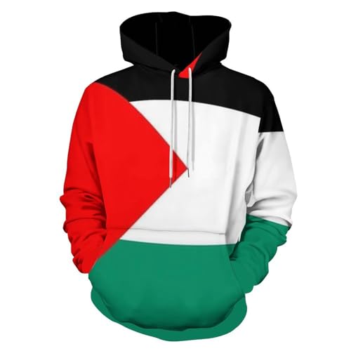 GONMFKM Unisex 3D-Hoodies Für Männer Und Frauen, Coole Grafik-Pullover Sweatshirts Mit Taschen, Palestine-Flag Sweatshirt Mit Kapuzen Herren Damen Pullover Kapuzenpullover von GONMFKM