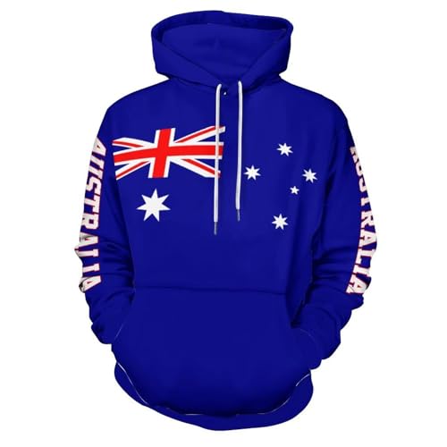 GONMFKM Unisex 3D-Kapuzenpullover Für Männer Frauen Cooles Pullover-Sweatshirt Mit Abzeichen-Grafik Taschen Sweatshirt Mit Australischer Flagge Kapuze Für Männer Frauen Pullover-Kapuzenpullover 4XL von GONMFKM