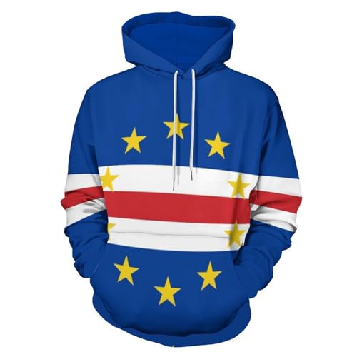 GONMFKM Unisex Hoodie Herren Damen 3D Cape Verde-Flag Druck Kapuzenpullover Mit Tasche Langarm Hooded Pullover Paar Sweatshirts Mit Kapuze Pulli Mit Aufdruck Herbst Winter Kapuzenjacke S-XXL von GONMFKM