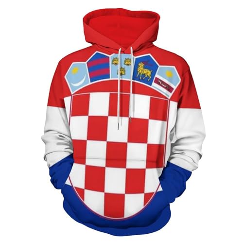 GONMFKM Unisex Hoodie Herren Damen Kapuzenpullover Mit Tasche Herbst Winter 3D Druck Croatia-Flag Neuheit Pullover Langarm Drawstring Hoody Sweatshirt Mit Kapuze S-6Xl von GONMFKM