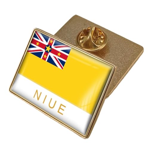 Lustige Runde Anstecknadel Mit Der Flagge Von Niue Patriotischer Anstecker Ethnischen Stil Mit Flaggenaufdruck Kristall Elegante Brosche Krawattennadel Anstecker Schmuck Hut Accessoires Charakter von GONMFKM