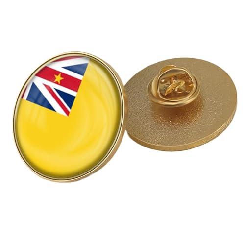 Lustige Runde Anstecknadel Mit Der Flagge Von Niue Patriotischer Anstecker Ethnischen Stil Mit Flaggenaufdruck Kristall Elegante Brosche Krawattennadel Anstecker Schmuck Hut Kleidung Accessoires Rund von GONMFKM