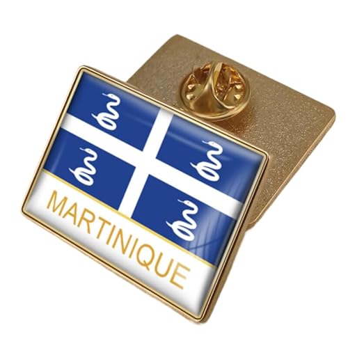 Lustige Runde Anstecknadel Mit Martinique-Flagge Patriotischer Flaggen-Aufdruck Im Ethnischen Stil Kristallabzeichen Elegante Brosche Krawattennadel Schmuck Hut Kleidung Accessoires Charakter von GONMFKM