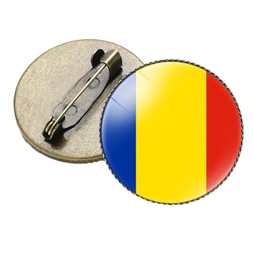 Mode-Brosche Mit Rumänien-Flagge, Mode-Europa-Nationalland-Abzeichen, Anstecknadel, Für Damen Und Herren, Kleidung, Patriotische Abzeichen, Accessoires, Schmuck, Geschenk, Gelb, Lang: 2,5 Cm von GONMFKM