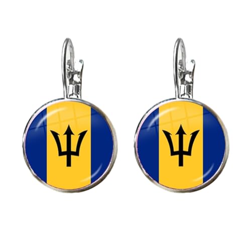 Mode Persönlichkeit Runde Barbados Flagge Haken Ohrringe Länder Hip Hop Glas Tropfen Baumeln Ohrringe, Schmuck Für Frauen Mädchen Kinder Weihnachten Charme Creolen Geschenk, Mode Ohrring, On von GONMFKM