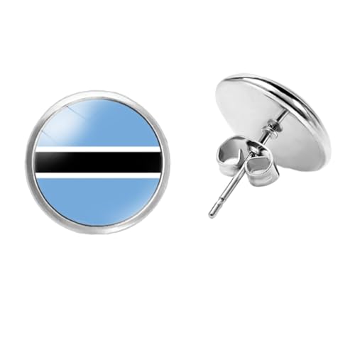 Mode Persönlichkeit Runde Botswana Flagge Ohrstecker Afrika Länder Hip Hop Glas Tropfen Baumeln Ohrringe, Schmuck Für Frauen Mädchen Kinder Weihnachten Charme Schmuck Geschenk, Mode Ohrring von GONMFKM