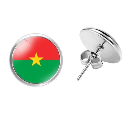 Mode Persönlichkeit Runde Burkina Faso Flagge Ohrstecker Afrika Länder Hip Hop Glas Tropfen Baumeln Ohrringe, Schmuck Für Frauen Mädchen Kinder Weihnachten Charm Schmuck Geschenk, Mode Ohrri von GONMFKM