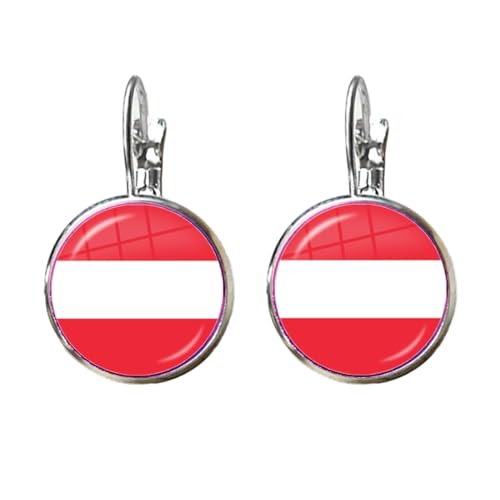 Mode Persönlichkeit Runde Haken Ohrringe Österreich Flagge Charme 1,6 Cm X 1,6 Cm Baumeln Ohrringe, Ideal Für Frauen Männer Patriotische Creolen Weihnachten Charme Schmuck Geschenk., Mode Oh von GONMFKM