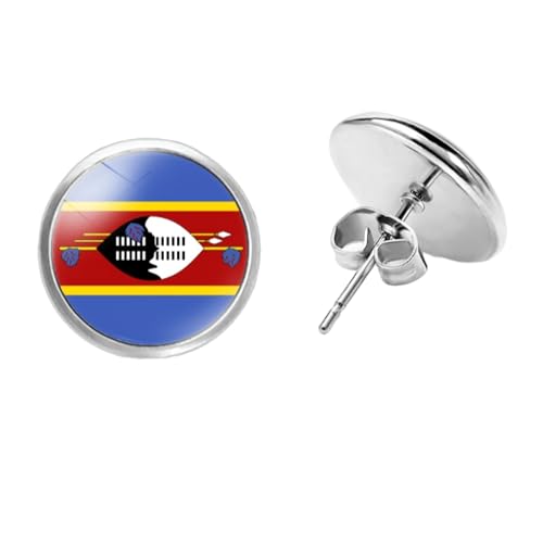 Mode-Persönlichkeit Swasiland-Flagge-Ohrringe Für Frauen, Hip-Hop-Glas-Kreis-Charm, Patriotische Tropfen-Ohrringe, Schicker Schmuck, Geschenke Für Frauen, Männer, Mädchen, Modischer Ohrring, von GONMFKM