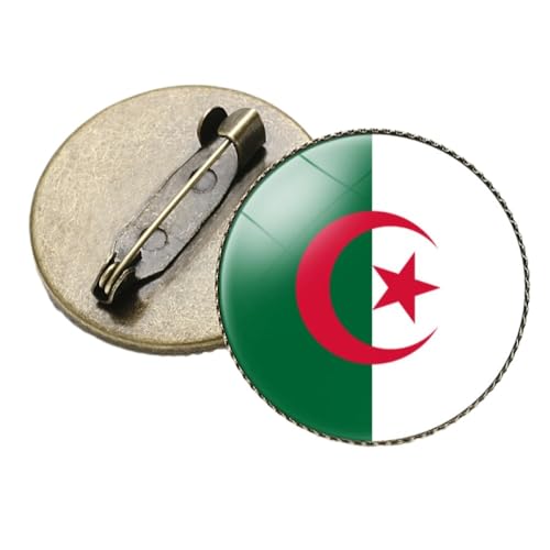 Modische Algerien-Nationalflaggen-Abzeichen, Afrika-Flagge, Kunstmuster, Anstecknadeln, Brosche, Handgefertigte Brosche, Hemdkragen, Kleidung, Schmuck, Accessoires, Geschenke Für Damen Und H von GONMFKM