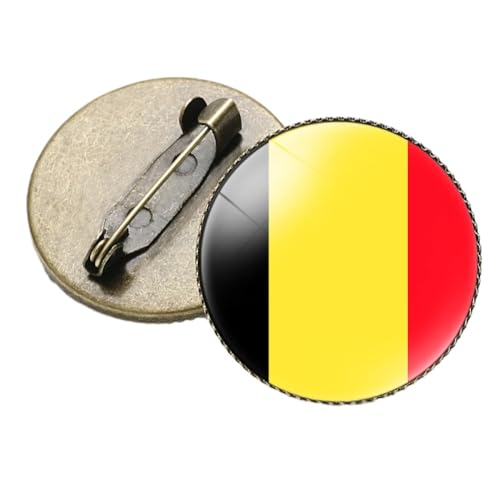 Modische Anstecknadel Mit Belgischer Nationalflagge, Runde Form, Anstecknadel, Brosche, Neuheit, Schmuck, Geschenke Für Männer Und Frauen, Kleidung, Hut, Rucksack, Zubehör, Gelb, Lang: 2,5 C von GONMFKM