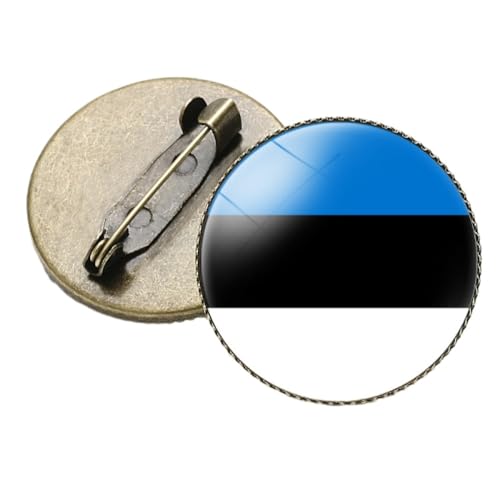 Modische Anstecknadel Mit Estland-Flagge, Europa-Nationalflagge, Runde Brosche Aus Glas, Patriotische Brosche Für Damen Und Herren, Kleidung, Hut, Rucksack, Zubehör, Gelb, Lang: 2,5 Cm von GONMFKM