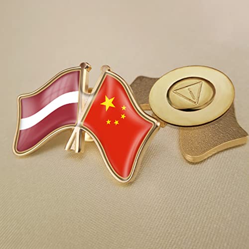 Modische Brosche Mit China- Und Lettland-Flaggenabzeichen, Doppelseitig, Gekreuzte Freundschaftsflaggenabzeichen, Neuartige Brosche, Schmuck Für Damen Und Herren, Patriot-Charm-Broschen, Zub von GONMFKM