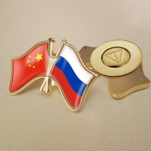 Modische Brosche Mit China- Und Russland-Flaggenabzeichen, Doppelseitig, Gekreuzte Freundschaftsflaggenabzeichen, Neuheitsbrosche, Schmuck Für Damen Und Herren, Patriot-Charm-Broschen, Zubeh von GONMFKM