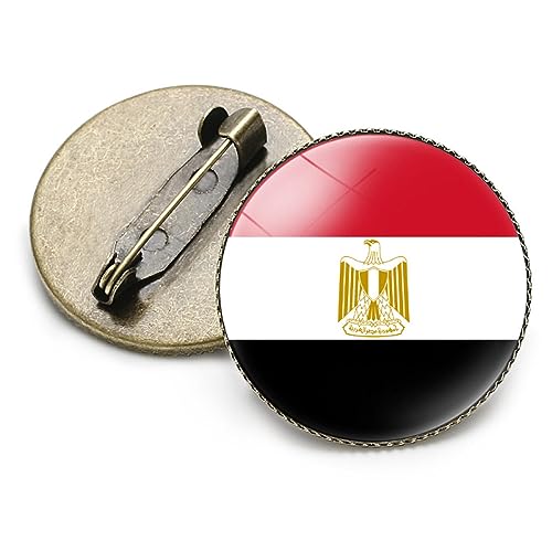 Modische Broschen Mit Ägypten-Flagge Für Damen Und Herren, Retro-Runde Abzeichen-Brosche, Weltflaggen-Abzeichen, Land-Neuheits-Schmuck-Brosche Für Patriot-Kleidung, Taschen-Zubehör, Wie Abge von GONMFKM