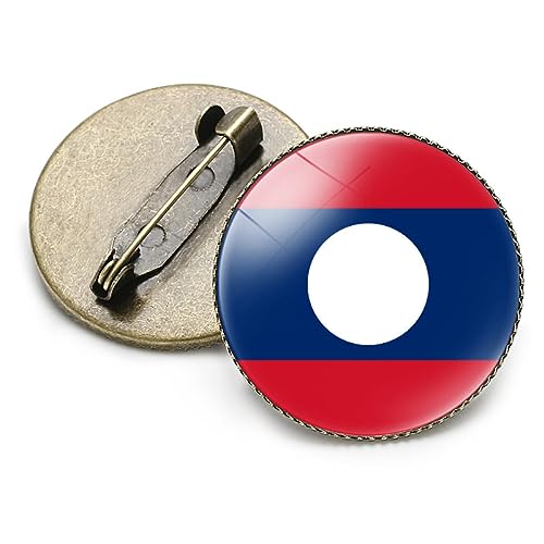 Modische Laos-Flaggen-Brosche, Retro-Flaggen-Zeit-Edelstein-Anstecknadel, Anstecknadel, Anstecknadel, Knopf-Brosche Für Anzug, Krawatte, Hut, Damen Und Herren, Neuartige Schmuck-Brosche Für von GONMFKM